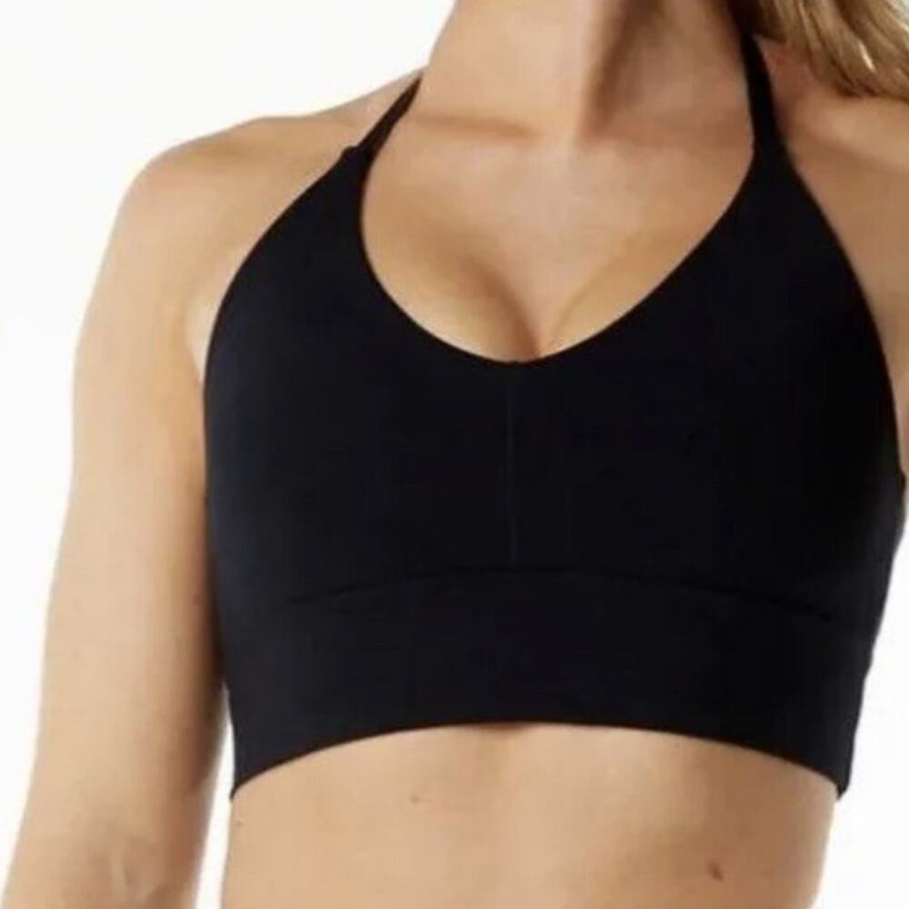 Alphalete Alphalux Wonder Bra Longline Medium Support Wicking Brushed Black M